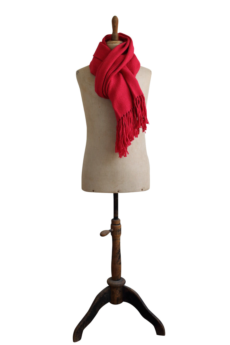 LARGE SCARF IN RED VISCOSE + SCARF RING