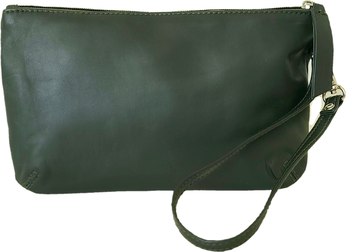 Dark green leather pouch