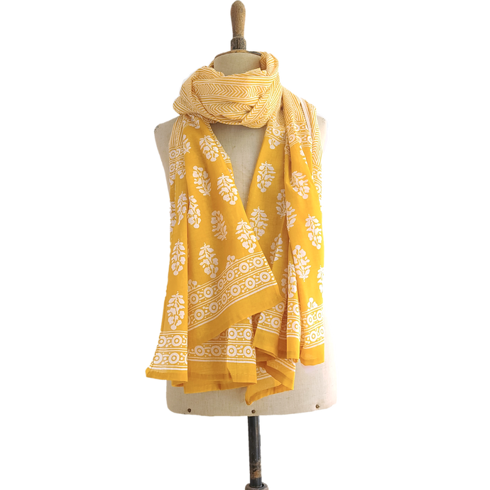 Cotton scarf and beach sarong - yellow