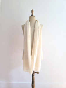 Finest Organic Cotton and Silk scarf - off white with delicate lines