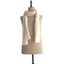 Load image into Gallery viewer, Finest Organic Cotton and Silk scarf - off white with delicate lines
