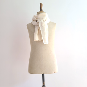 Finest Organic Cotton and Silk scarf - off white with delicate lines