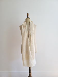 Finest Organic Cotton and Silk scarf - off white with 2 lines widths