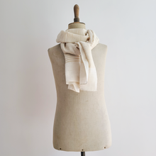 Load image into Gallery viewer, Finest Organic Cotton and Silk scarf - off white with 2 lines widths