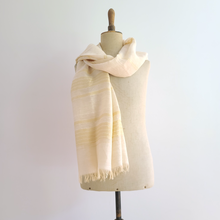 Load image into Gallery viewer, Finest Linen scarf - beige with gold lines