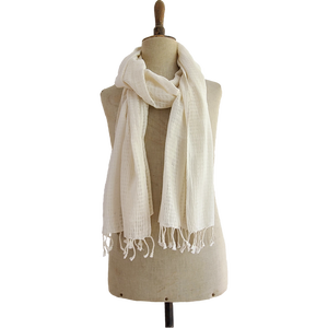 Finest Cotton scarf - white with checks