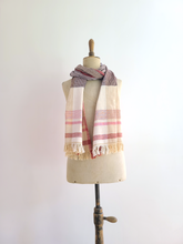 Load image into Gallery viewer, Finest Cotton scarf - beige with red stripes