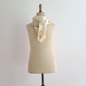 Finest Cotton scarf - beige and gray stripes