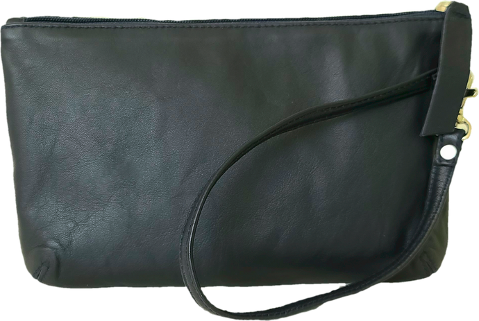 Navy leather pouch