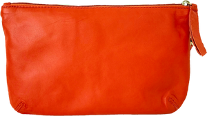 Orange leather pouch