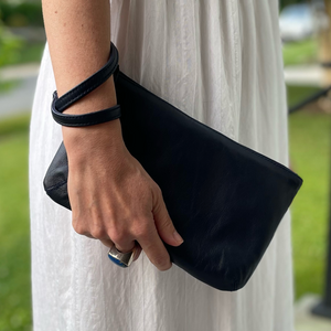 Navy leather pouch