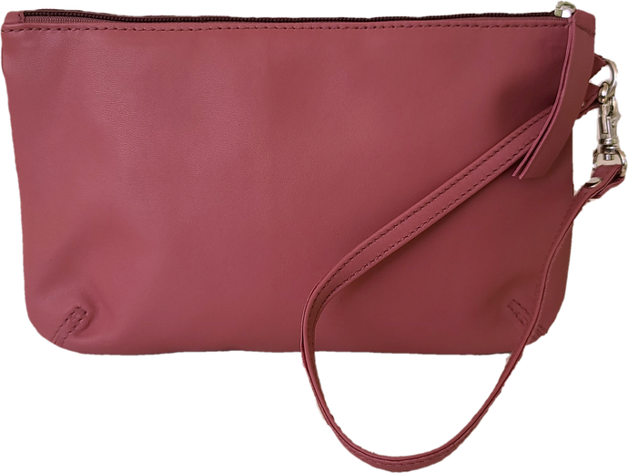 Pink leather pouch