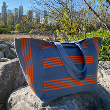 Load image into Gallery viewer, Oversized tote bag Blue/Orange