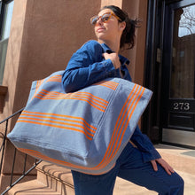 Load image into Gallery viewer, Oversized tote bag Blue/Orange