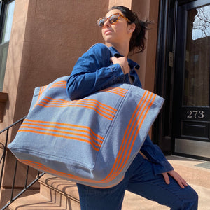 Oversized tote bag Blue/Orange