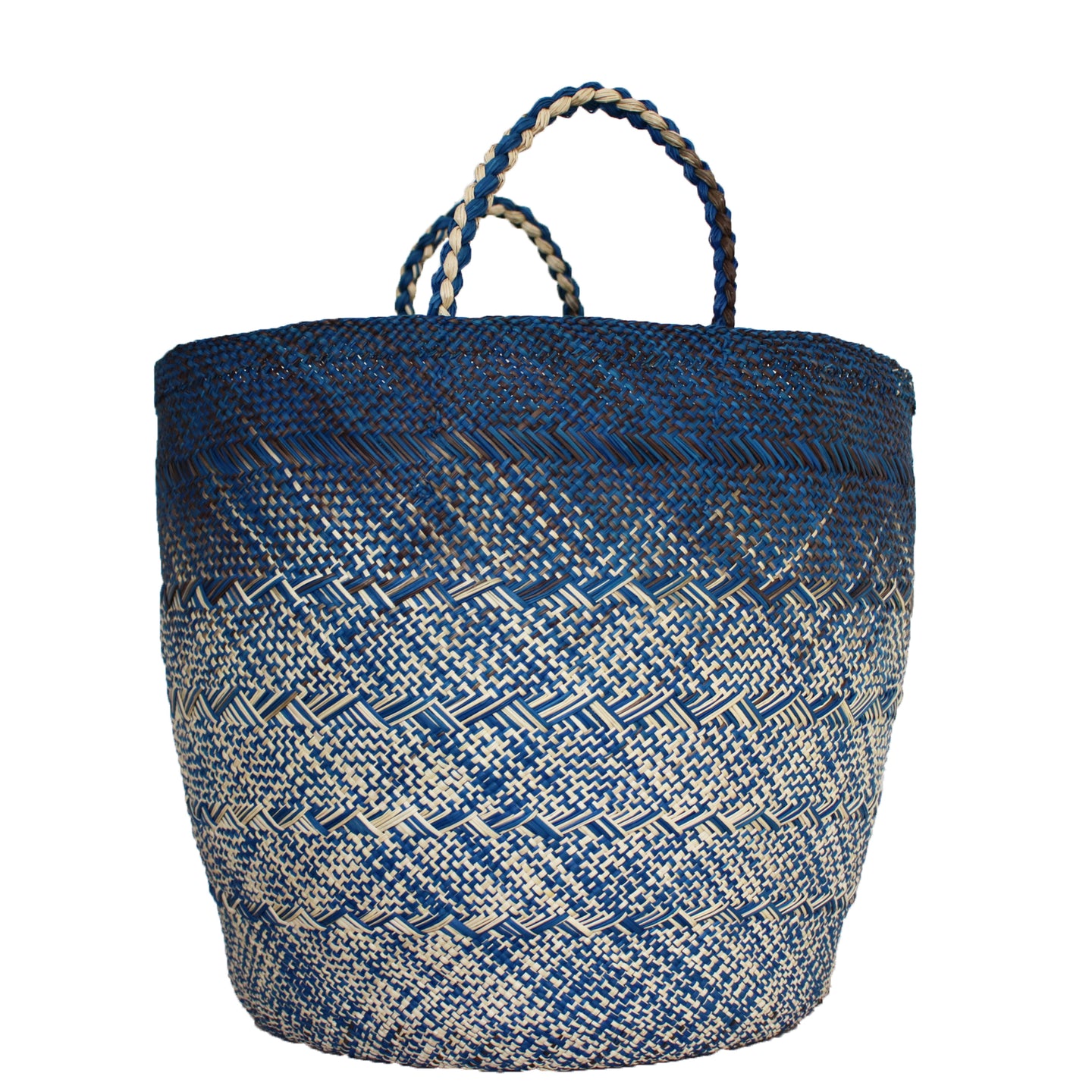 Large Blue and Natural Basket
