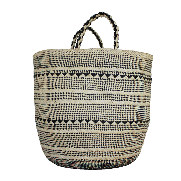 Large Natural/Black Palm Basket
