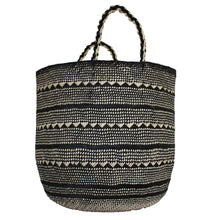 Load image into Gallery viewer, Large Black/ Natural Iraca Palm Basket