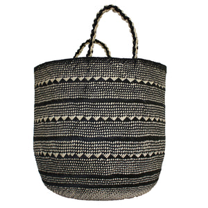 Large Black/ Natural Iraca Palm Basket