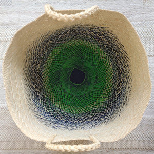 Extra Large Blue/Green/Natural Iraca Palm Basket