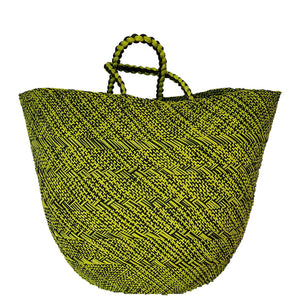 Large Bright Lime / Green /Natural Iraca Palm Basket