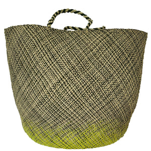 Extra Large Green/ Lime/ Natural Iraca Palm Basket