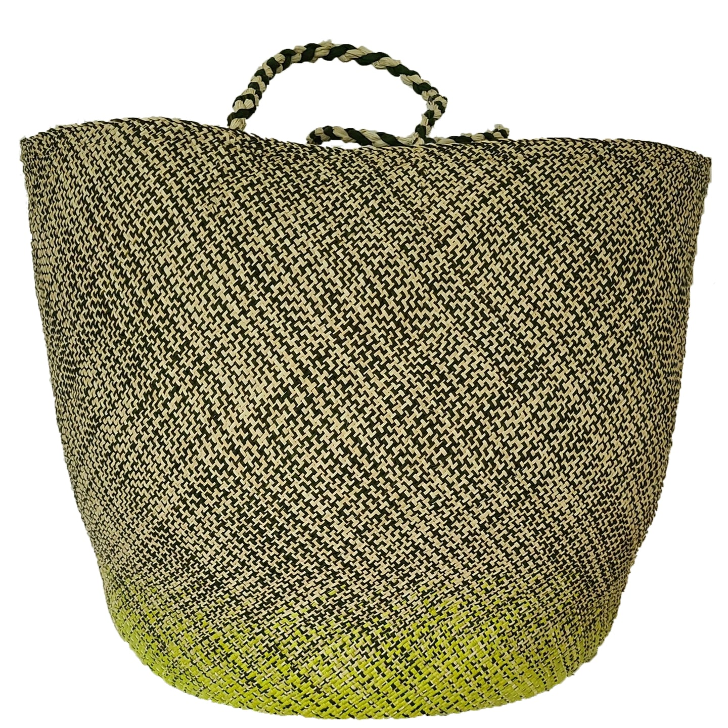 Extra Large Green/ Lime/ Natural Iraca Palm Basket